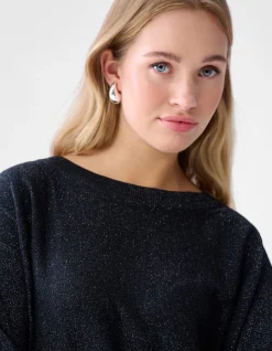 Glitter Vleermuismouwen Trui Zwart