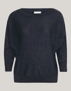 Glitter Vleermuismouwen Trui Zwart