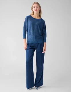 Glitter Vleermuismouwen Trui Blauw