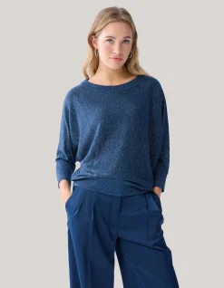 Glitter Vleermuismouwen Trui Blauw