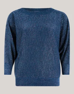 Glitter Vleermuismouwen Trui Blauw