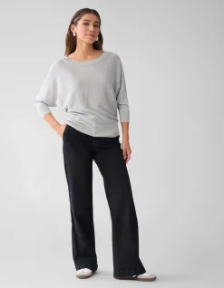 Glitter Vleermuismouwen Trui Lichtgrijs