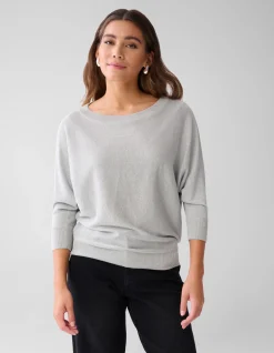 Glitter Vleermuismouwen Trui Lichtgrijs