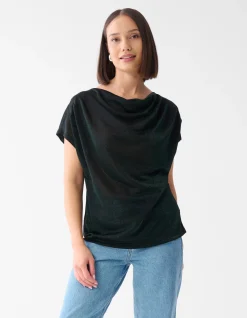 Glitter Waterval Top Donkergroen