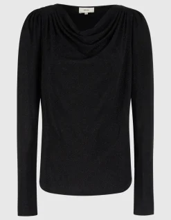 Glitter Waterval Top Zwart