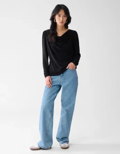 Glitter Waterval Top Zwart