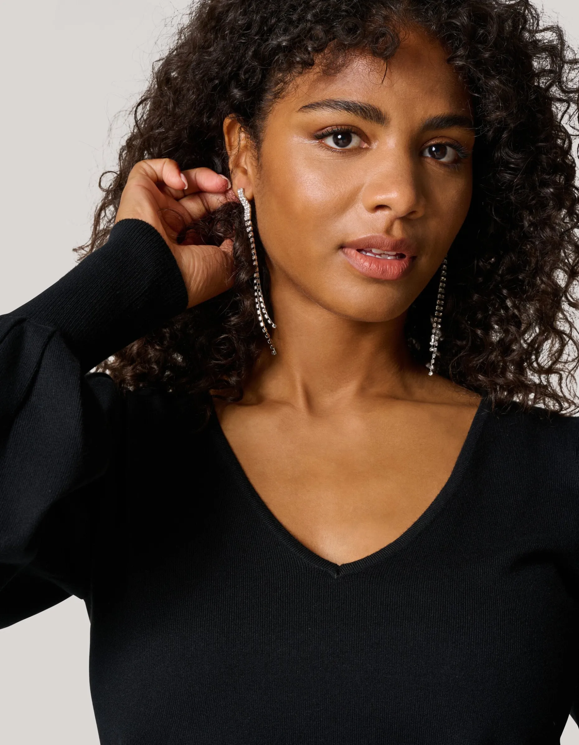 Golvende Strass Oorbellen Zilver