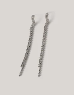 Golvende Strass Oorbellen Zilver