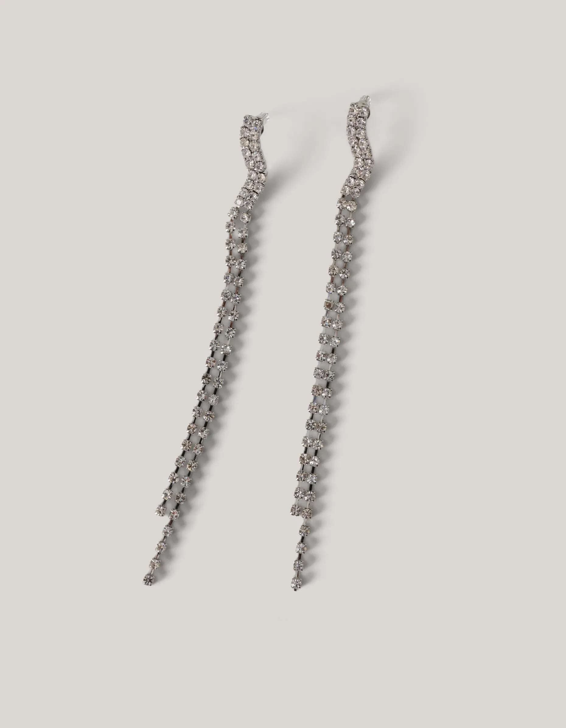 Golvende Strass Oorbellen Zilver