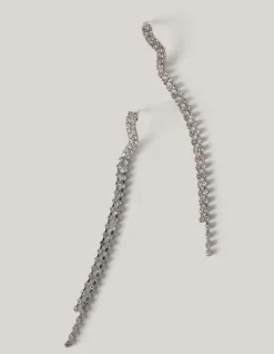 Golvende Strass Oorbellen Zilver