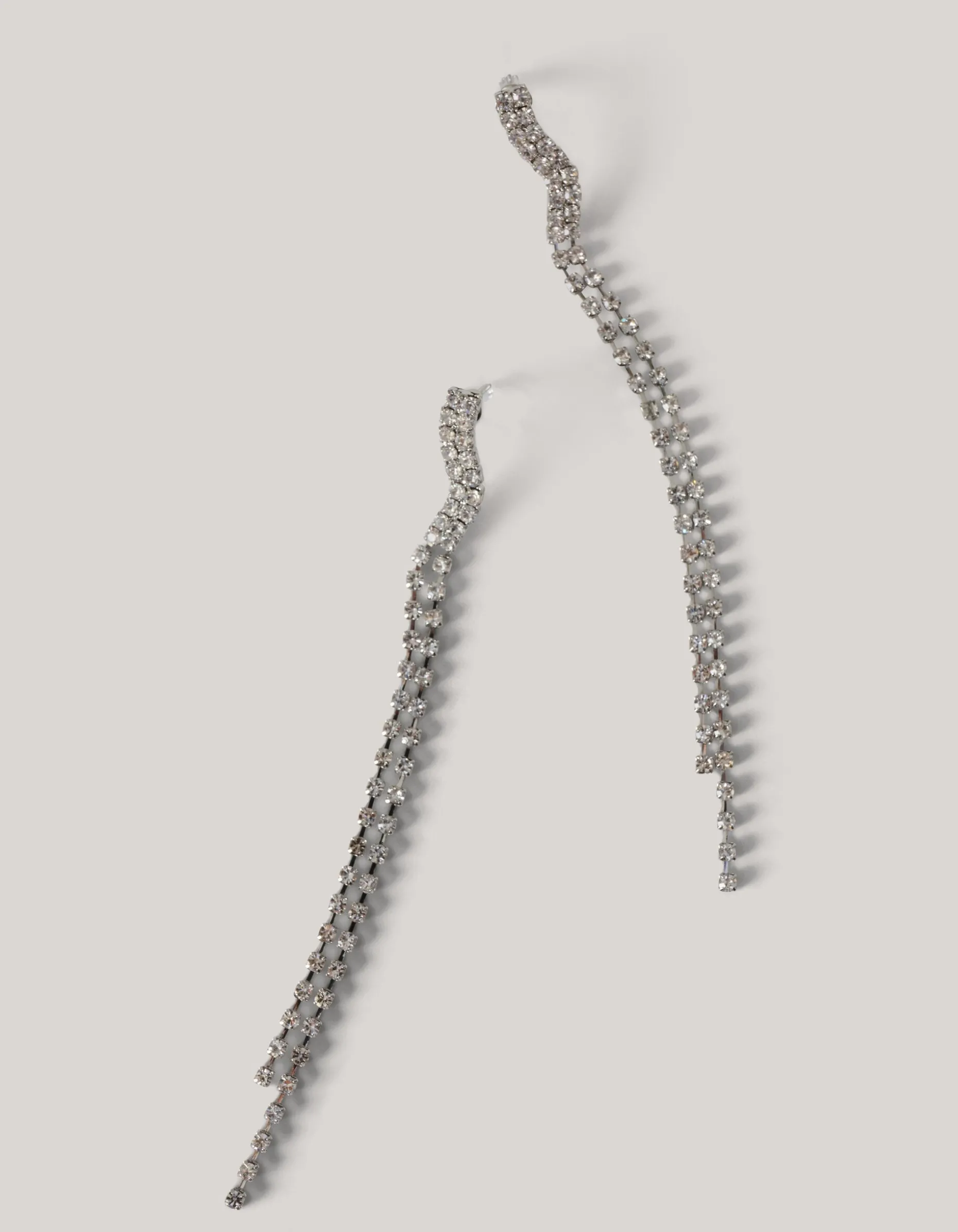 Golvende Strass Oorbellen Zilver