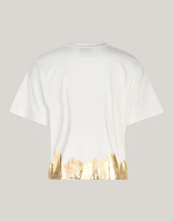 Goud Detail T-shirt Gebroken Wit By Mieke
