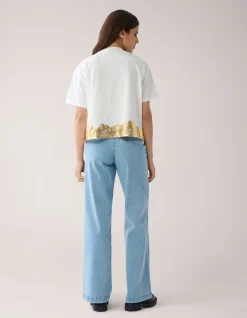 Goud Detail T-shirt Gebroken Wit By Mieke