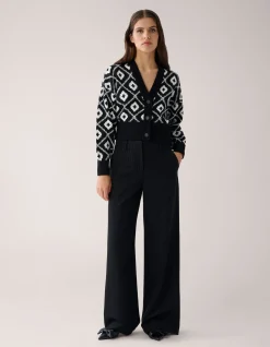 Grafisch Cropped Vest Zwart By Mieke