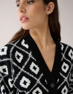 Grafisch Cropped Vest Zwart By Mieke