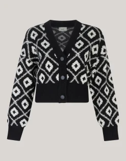 Grafisch Cropped Vest Zwart By Mieke