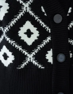 Grafisch Cropped Vest Zwart By Mieke