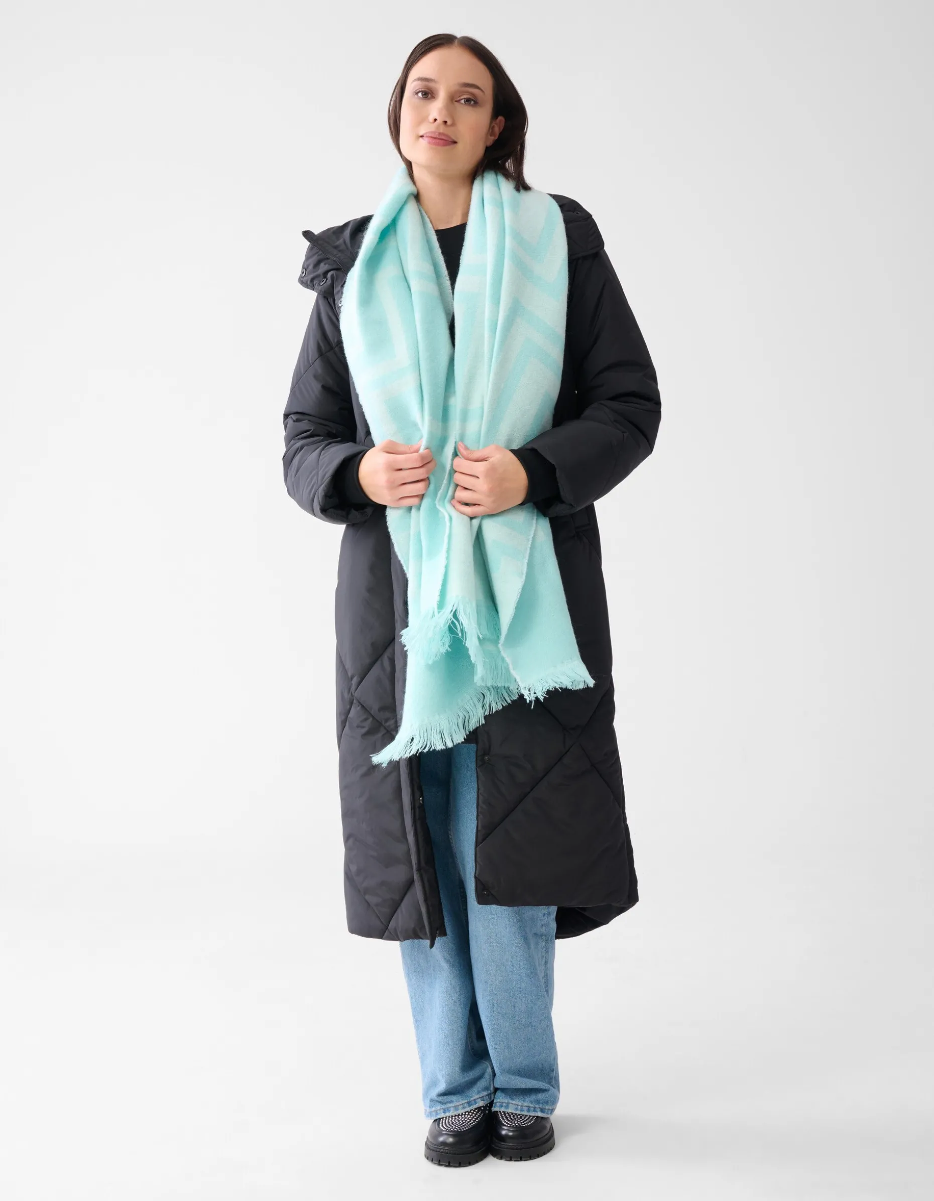 Grafische Print Sjaal Blauw