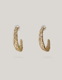 Hammered Oval Hoop Oorbellen Goud