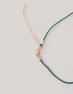 Hammered Oval Strass Ketting Goud By Mieke