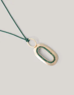 Hammered Oval Strass Ketting Goud By Mieke