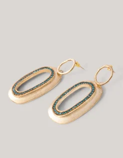 Hammered Oval Strass Oorbellen Goud By Mieke