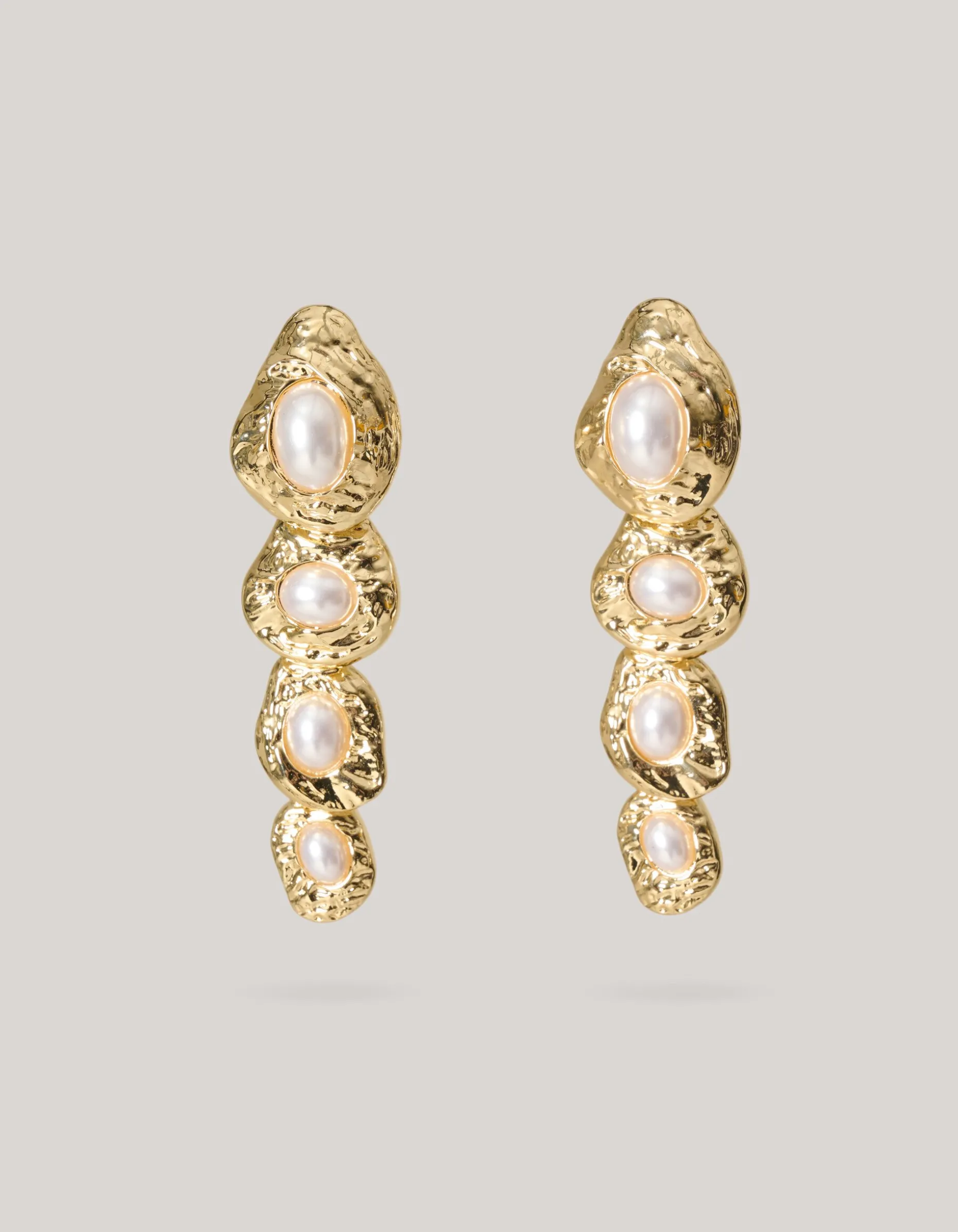 Hammered Parel Oorbellen Goud