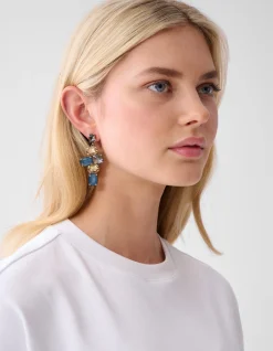 Hanging Strass Oorbellen Blauw