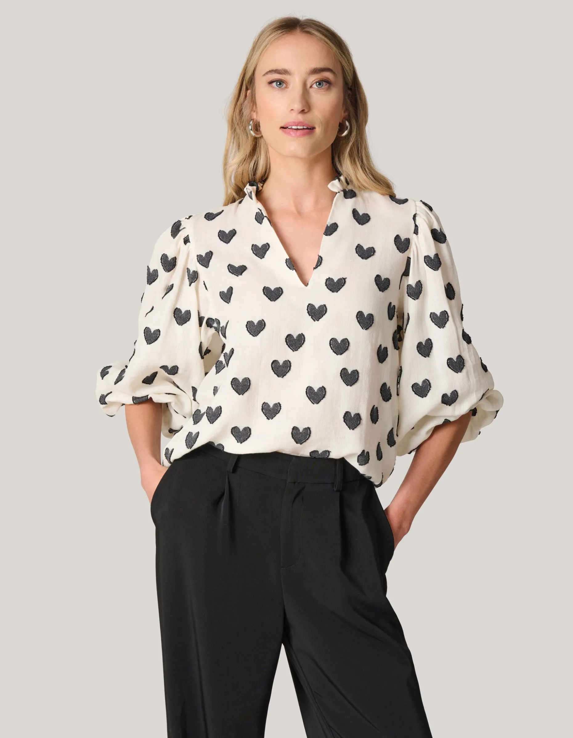 Heart Blouse Gebroken Wit
