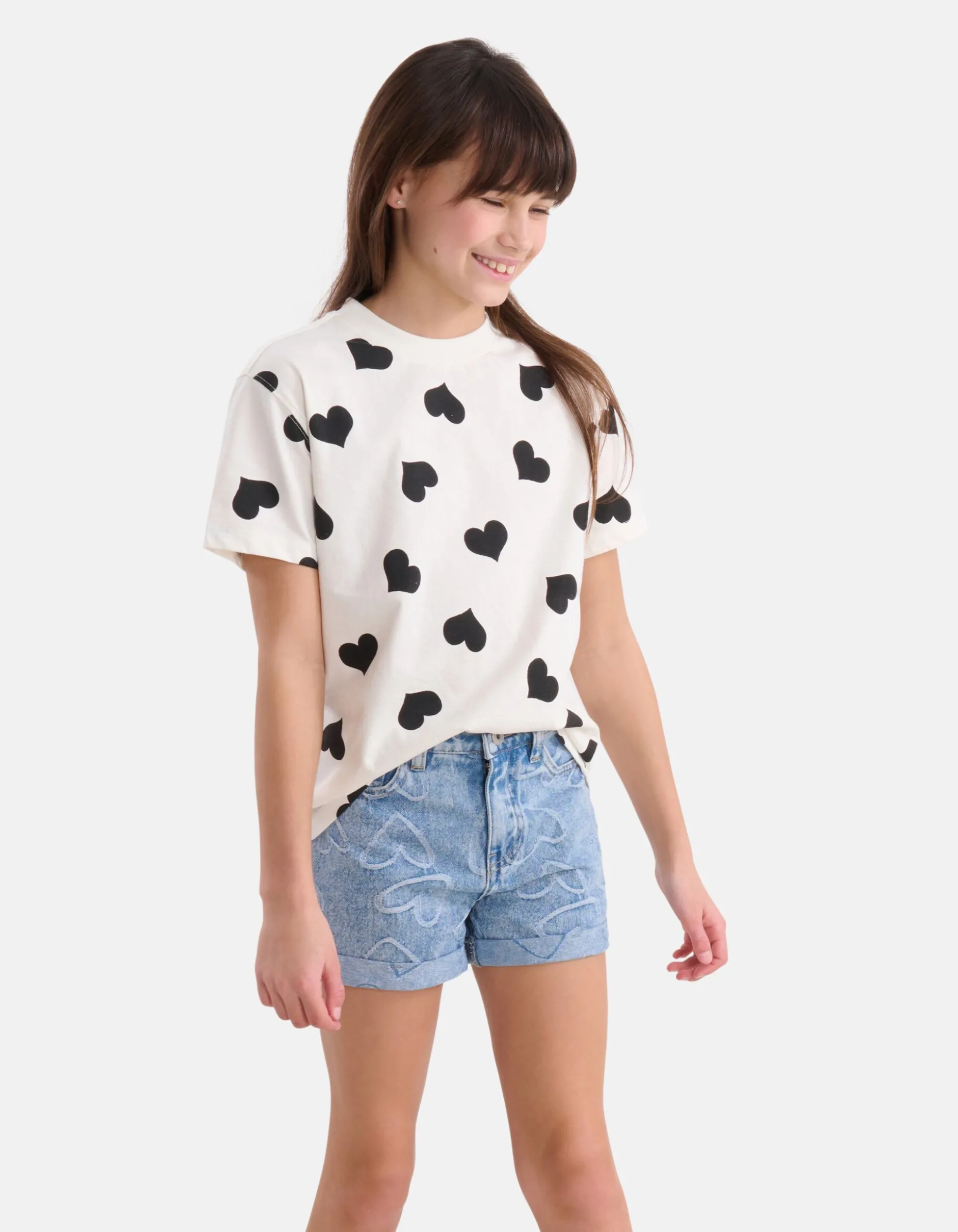 Heart Denim Short Mediumstone