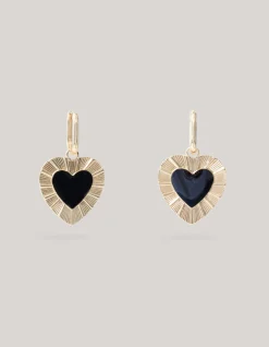 Heart Oorbellen Goud/Zwart
