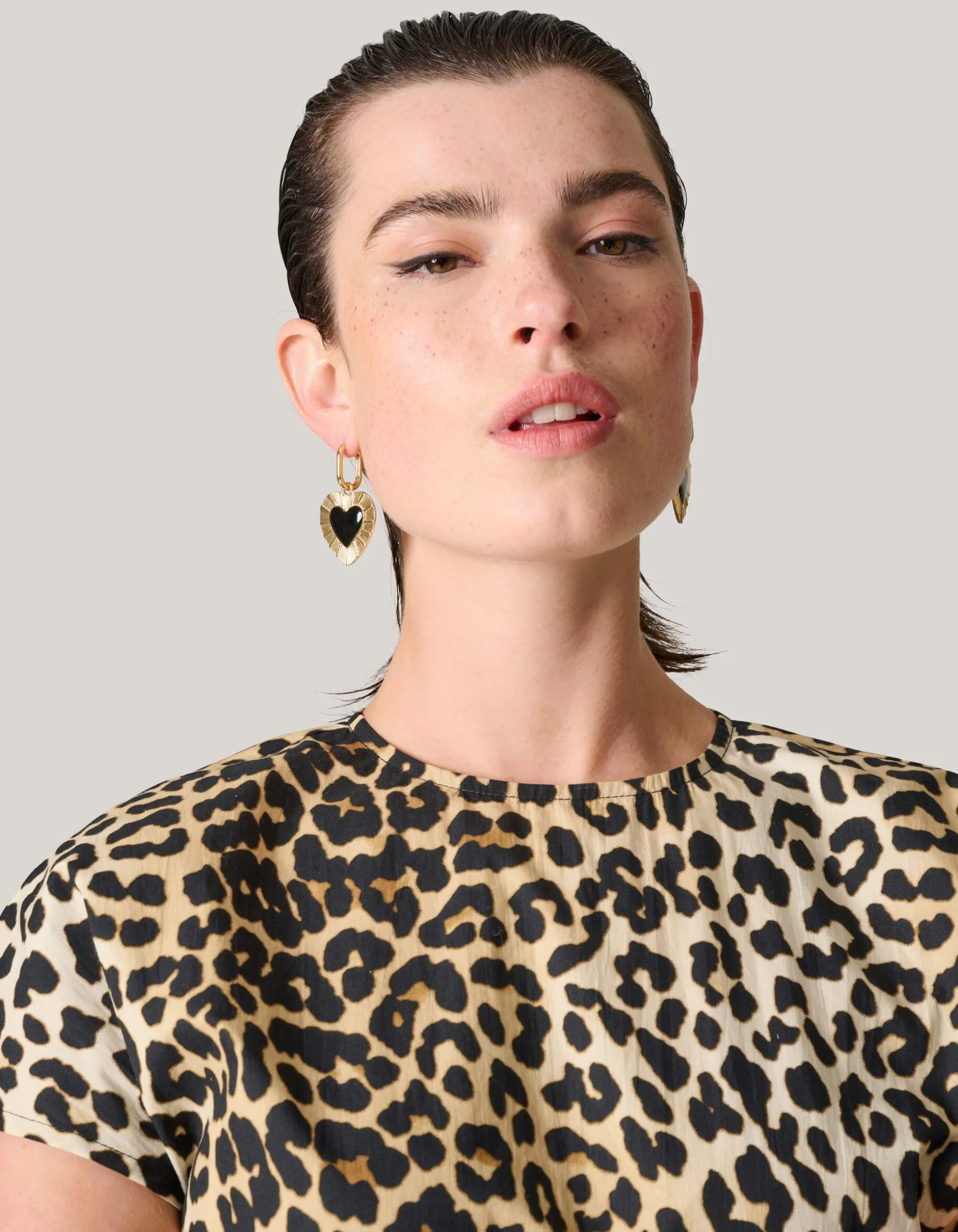 Heart Oorbellen Goud/Zwart