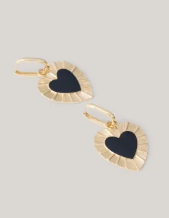 Heart Oorbellen Goud/Zwart