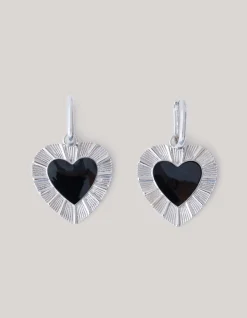 Heart Oorbellen Zilver/Zwart