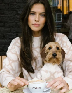 Heart Printed Dames Trui Gebroken Wit By Furmey