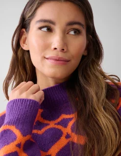 Heart Printed Dames Trui Paars By Furmey