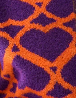 Heart Printed Dames Trui Paars By Furmey