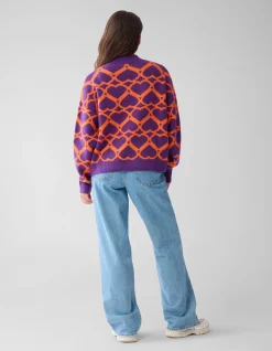 Heart Printed Dames Trui Paars By Furmey