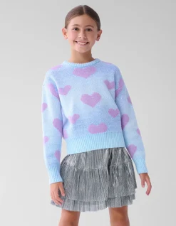 Heart Printed Degrade Trui Blauw