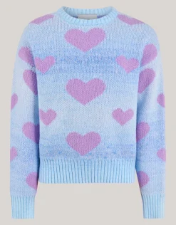 Heart Printed Degrade Trui Blauw