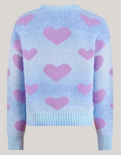Heart Printed Degrade Trui Blauw