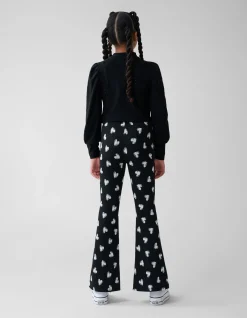 Heart Printed Flared Legging Zwart