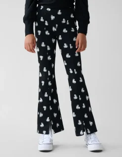 Heart Printed Flared Legging Zwart