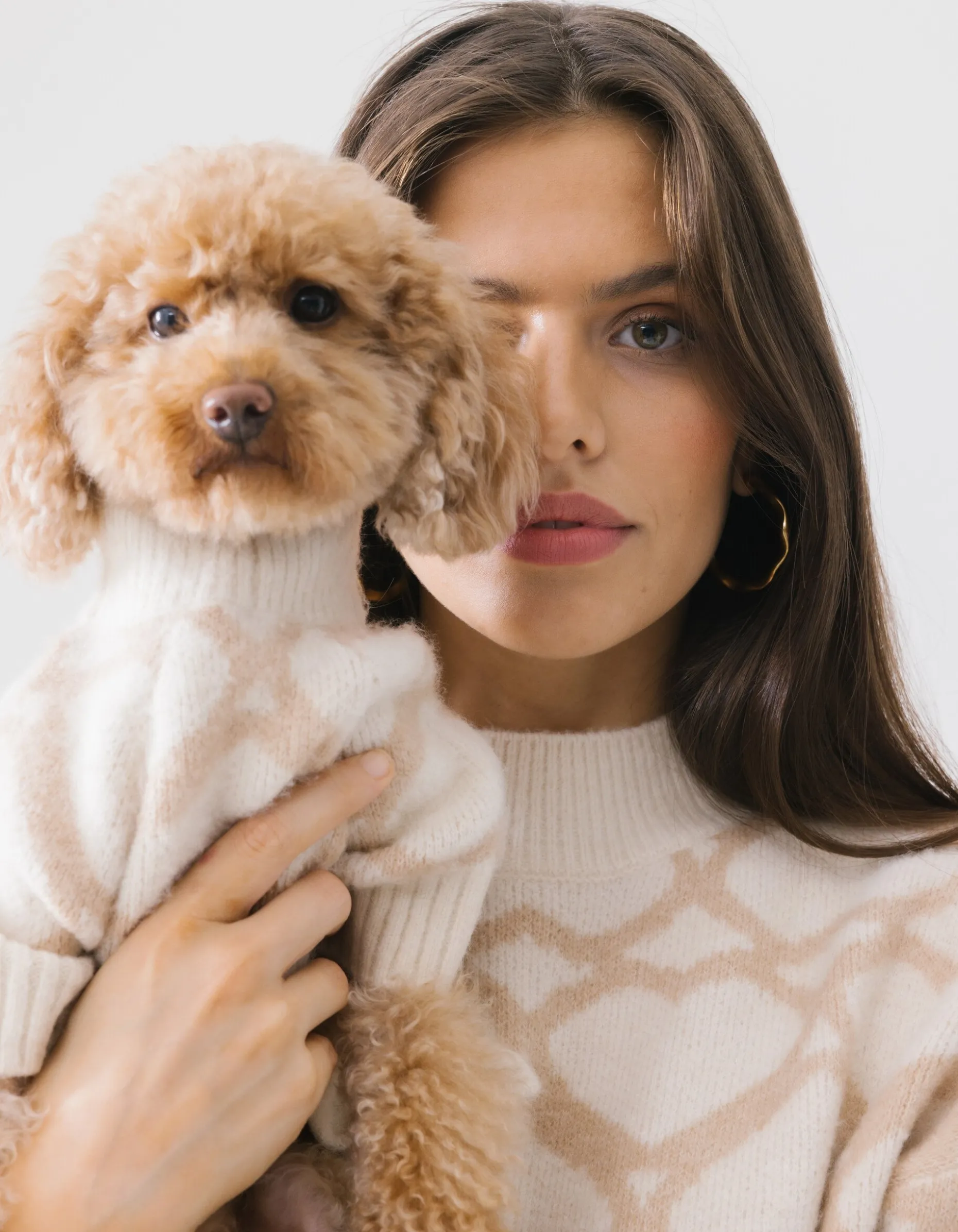 Heart Printed Honden Trui Gebroken Wit By Furmey