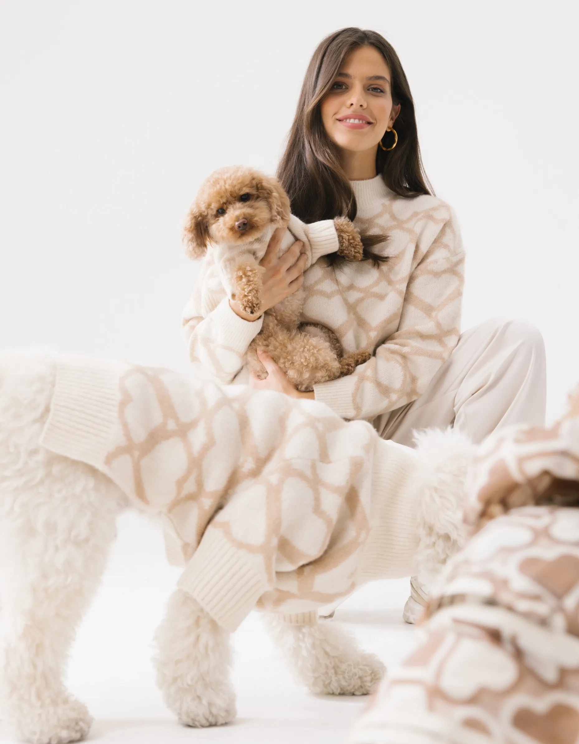 Heart Printed Honden Trui Gebroken Wit By Furmey