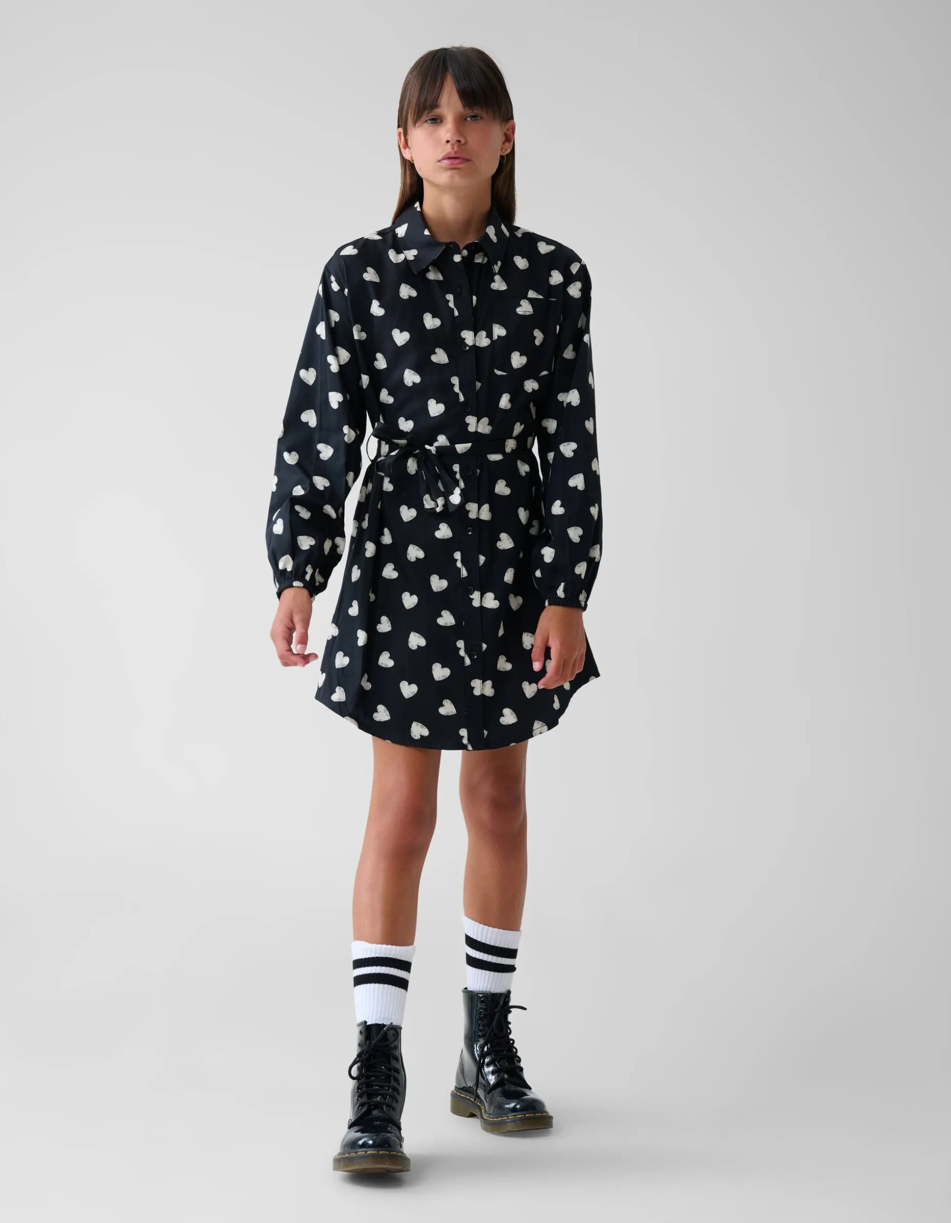 Heart Printed Jurk Zwart