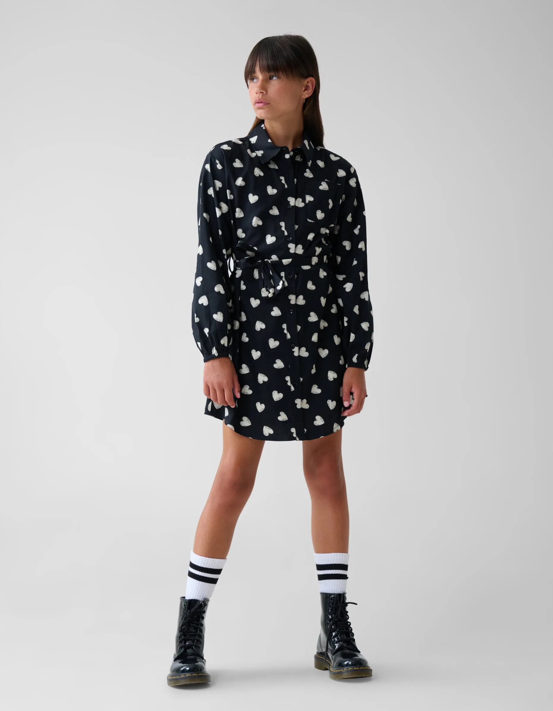 Heart Printed Jurk Zwart