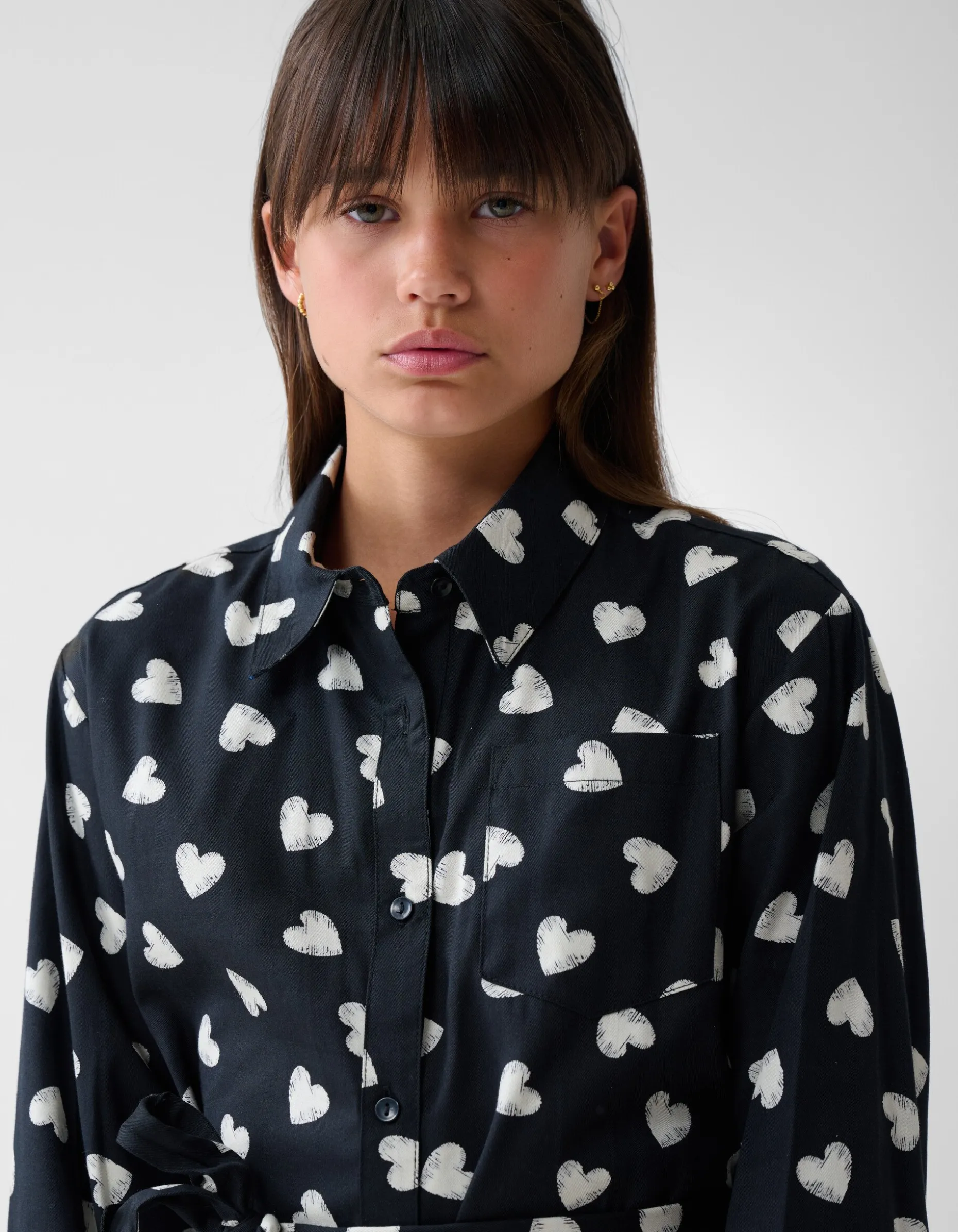 Heart Printed Jurk Zwart