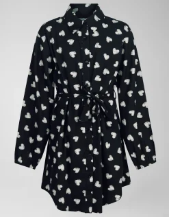 Heart Printed Jurk Zwart