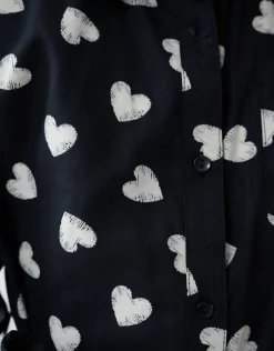 Heart Printed Jurk Zwart